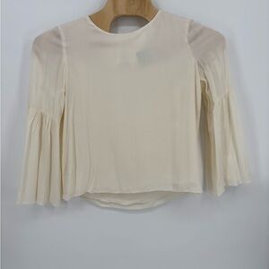 Alex Marie Ivory Bell Sleeve Blouse & Wide Leg Pants Set Size 12 Rayon Coastal